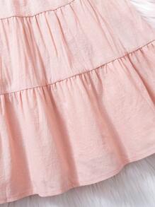 SHEIN Vintaside Kids Young Girls' Vacation Country Style Comfortable Linen Skirt,Holiday,Summer,Travel, School, Campus, College - Pink - View 5