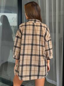 SHEIN Essnce 女士休闲轻便运动夏季套装，性感时尚户外骑行网球旅行上衣+紧身短裤+格子衬衫三件套 - 彩色 - 查看 2