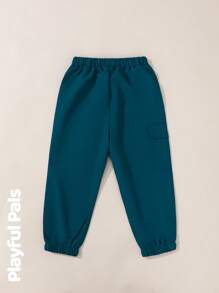 SHEIN 1pc Young Boy Solid Color Casual Everyday Pants - Royal Blue - View 2