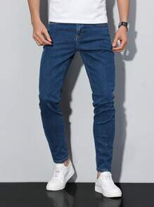 Manfinity Homme Men's Pocket Slim Casual Versatile Jeans - Medium Wash - View 4