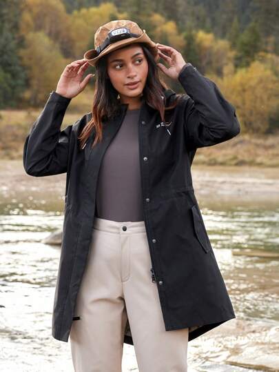 In My Nature Women's Drawstring Waist Hooded Outdoor Raincoat