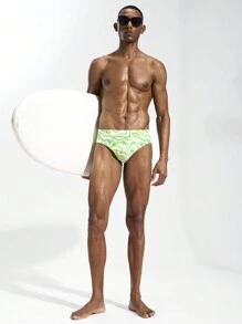 Manfinity Swimmode Men's Printed Slim-Fit Swim Trunks, Casual Holiday - Multicolor - View 3