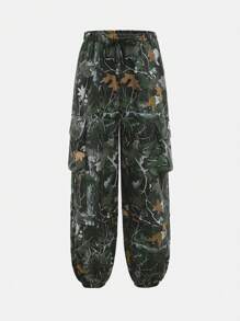 Teen Boy Drawstring Full Print Jogger Pants With Pockets - Multicolor - View 1