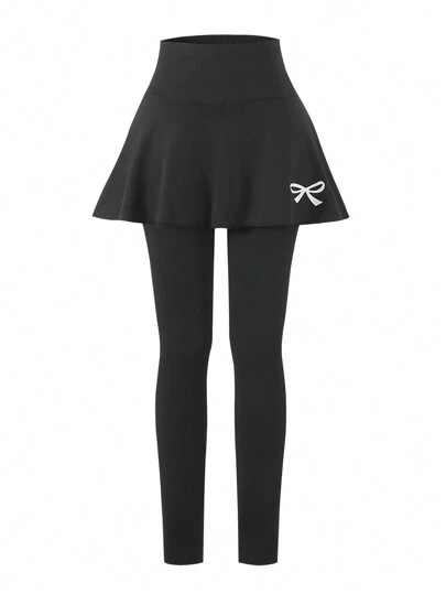 Sparklyn Holiday,Summer,Travel Tween Girl Casual Elegant Leggings With Bowknot Pattern, Suitable For Spring, Autumn & Summer, Great For Outdoor