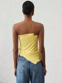Aveloria Modichic 女士不对称下摆褶饰胸围贴身腰部吊带背心上衣 - 黃色 - 查看 6