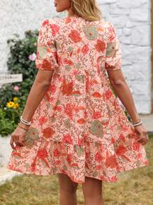 INAWLY Solva 女式前系带短袖满身花卉印花休闲迷你连衣裙 - 彩色 - 查看 2