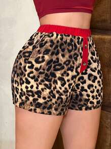 SHEIN SXY Damen Leopard Muster Lässig Shorts, minimalistisch und modisch für den täglichen Gebrauch - Verschiedenfarbig - Übersicht 2