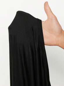 SHEIN CURVE+ Loose Fit Super Plus Size Comfortable Stretchy Long Short Sleeve Black Casual Dress, Basic Versatile Summer