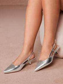 CUCCOO CURVES Extra Wide Toe Box High Heel Pointy Toe Pumps, Elegant Back Strap Sandals For All Seasons - Beige - View 9