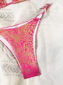 Swim SXY Bộ đồ bơi vải kim loại hở lưng cổ chữ V cao đến gối gợi cảm cho nữ, thích hợp cho tiệc bãi biển - Màu Hồng Tươi - Xem 8