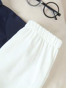 SHEIN Baby Jungen Britischer Stil Kurzarm gestreiftes Hemd mit lockerer Shorts, geeignet für Hochzeiten, Geburtstagsfeiern, Familientreffen - Verschiedenfarbig - Übersicht 6