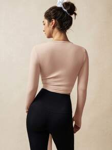 VARSITIE 白色交叉领带配截指女式运动 T 恤和背心 - 淺粉色 - 查看 6