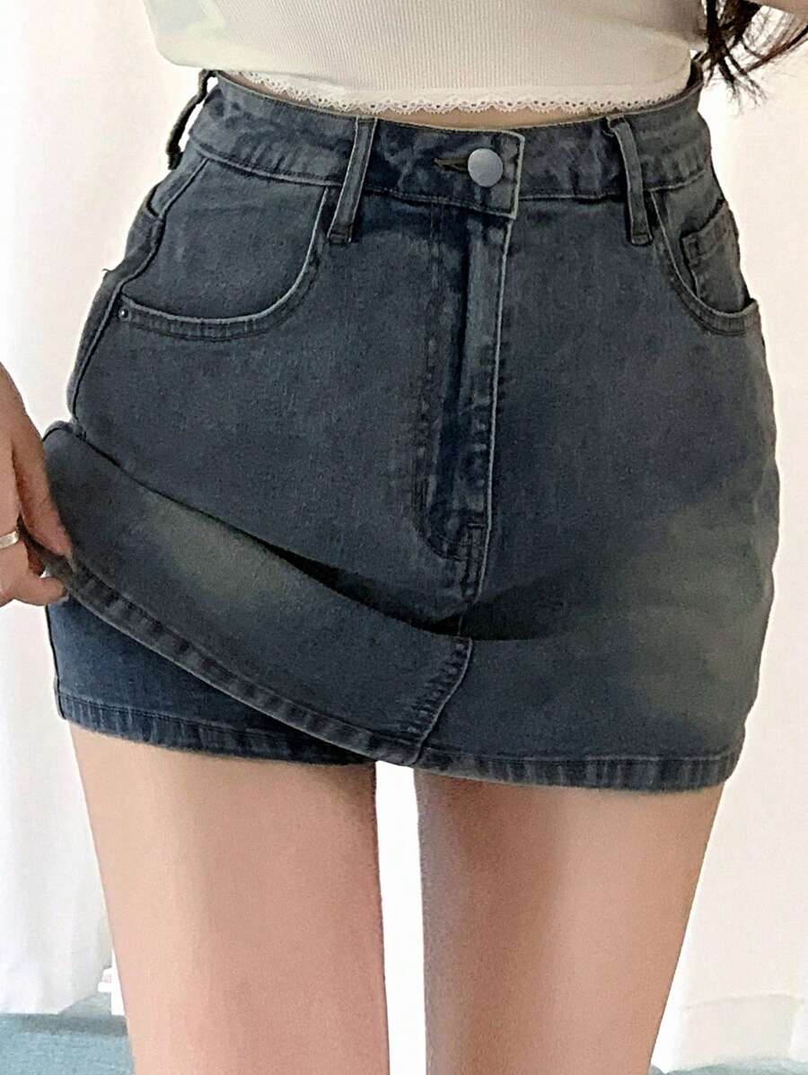 DAZY Women's Denim Skort With Pockets, Casual Design,Skorts Jorts - Blue - View 1