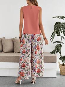 EMERY ROSE 2 件女式纯色无袖上衣和长裤休闲套装