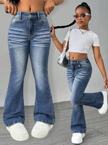 SHEIN Jeansy typu rurki dla dziewcząt w stylu outdoorowym