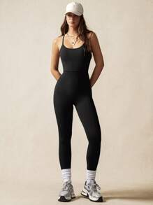 VARSITIE 紧致美背瑜伽女式运动连体衣 - 黑色 - 查看 7
