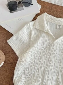 SHEIN LMoss Kids 2 件装 男童休闲运动学院复古纹理面料翻领 T 恤和裤子套装 适合儿童服装 男童服装 返校男孩套装 适合生日派对、晚会、表演、婚礼、洗礼、开幕式 日常 适合日常使用 适合上学 适合旅行 适合运动 适合服装 适合春夏季节 - 白色 - 查看 6