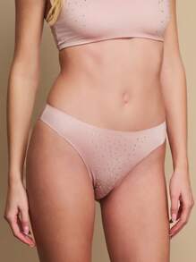 TryMe Women's Rhinestone Embellished Bikini Leg Soft Underwear - Dusty Pink - View 1