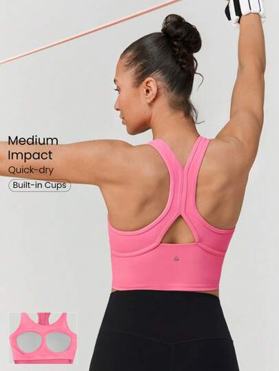 GLOWMODE Powersculpt™-luftinbyggda kupor Snabbtorkande svettavledande racerback-sportbh High Impact Workout Löpträning