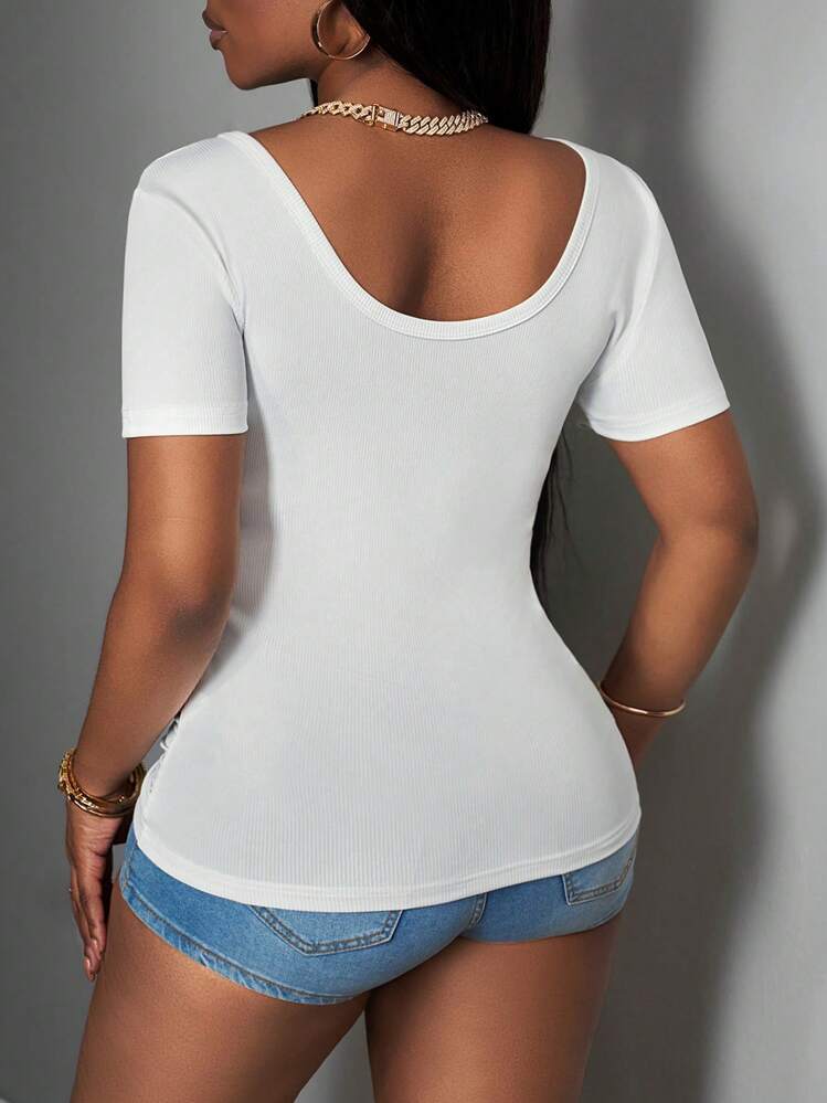 Slaydiva Camiseta básica casual de mujer de cuello en V profundo, espalda de tirantes, sin mangas, acanalada, color blanco - Blanco - Añade 2