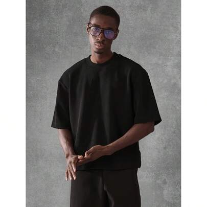 T-shirt oversize da uomo, stile streetwear, manica corta, basic