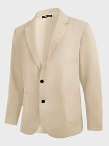 Calvornis Plus Size Men Solid Color Casual Blazer Jacket, Simple And Fashion, Suitable For Daily Wear - Apricot - View 4