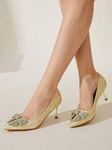 CUCCOO CHICEST Giày cao gót cưới kiểu Pháp dành cho phụ nữ, giày thiết kế mới cho váy cưới và phù dâu, đính pha lê - Bạc - Xem 8