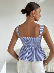 Siren Gaze Ärmelloses Top Lässig Tops Büro Tops Boho Urlaub gestreifter Taillentank Top Weste Damen Lässig und Pendeln gestreiftes ärmelloses Top mit Seitenschlitz