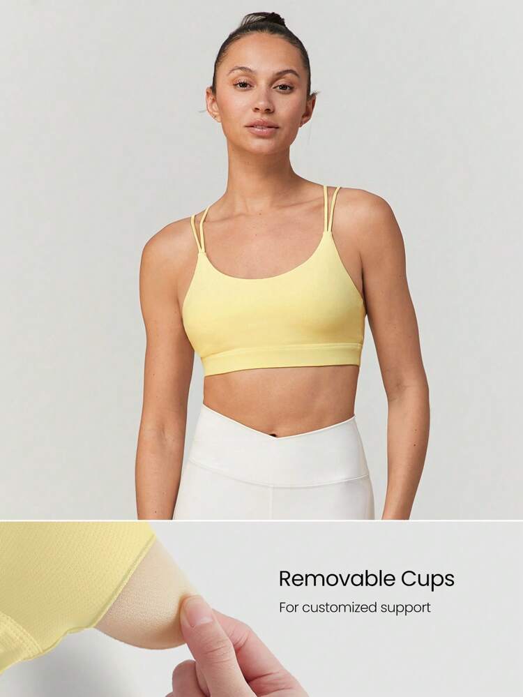 FeatherFit™ ストラップバック スポーツブラ レッドタンクトップ ローインパクトヨガ 日常使い