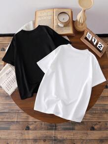 Tween Girl Casual Easter Bunny Flower & Easter Egg Letter Print T-Shirt Set - Multicolor - View 8