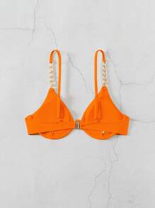 SHEIN Swim Spring Break Swimwear Top, With Underwire But Non-Push Up - Orange - View 2