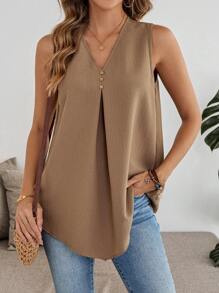 EMERY ROSE Women Casual Solid Color Arched Hem Camisole