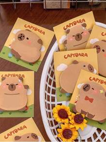 Set de 4 notas adhesivas con forma de topillo de agua, almohadillas de notas con forma de capibara con fuerte adhesivo, diseño de dibujos animados y alto atractivo visual para estudiantes - Multicolor - Ver 3