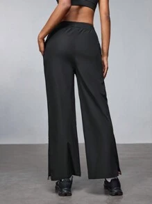 SHEIN Women Sports Pants, Minimalist Style Casual Daily Wear - Black - View 4