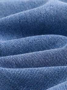 Cozy Pixies Vestido de mezclilla sin mangas con cuello cuadrado y volantes para bebé niña - Azul - Ver 4