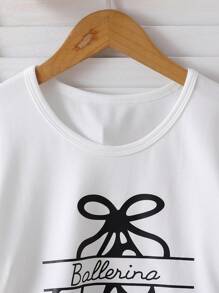 Tween Girls Casual Sweet Round Neck Short Sleeve Letter Print Cropped T-Shirt And High Waist A-Line Lace Trim Skirt Set, Summer