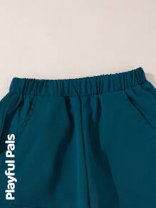 SHEIN 1pc Young Boy Solid Color Casual Everyday Pants - Royal Blue - View 5