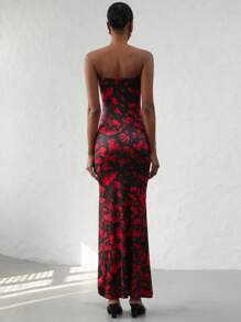 SHEIN Privé Vestido de sirena de mujer con estampado tipo bandeau - Multicolor - Ver 2