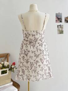 Soleia Große Größen Damen Boho Blume Muster gerafftes Urlaubskleid/Abschlussfeier/Schulanfang Lässig Kleid, geeignet für Herbst, für Sommer - Schwarz und Weiss - Übersicht 2