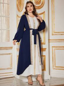 Al Najma Robe décontractée de tous les jours en style simple, manches longues, grande taille