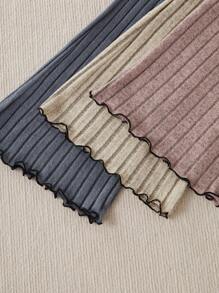 SHEIN 3 件套蝴蝶结装饰罗纹吊带背心和裤子睡衣套装，舒适 - 彩色 - 查看 5