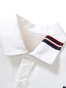 SHEIN 青少年男孩绅士两件套：带缎带饰边的衬衫 + 裤子 + 领结，无配饰，适合生日派对、婚礼、毕业典礼、周年纪念的正式服装 - 白色 - 查看 5