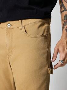 ROMWE MEN Street Life Męskie proste jeansy z kieszeniami z przodu i guzikami, codzienne noszenie