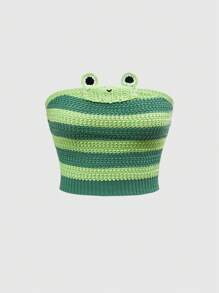 ROMWE Kawaii Zomer Kawaii Kikker Gestreepte Dames Gebreide Top