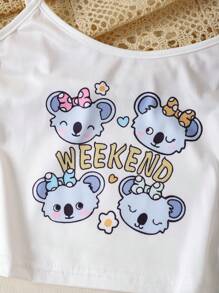 2 件套女孩卡通考拉和心形图案睡衣套装 - 彩色 - 查看 4