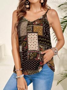 EMERY ROSE 女式夏季休闲波西米亚风背心 - 棕色 - 查看 6