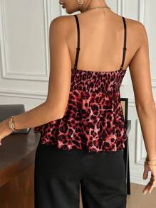 SHEIN Frenchy 女士时尚豹纹蕾丝边吊带背心