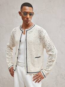 AKNOTIC Business Casual 男士修身时尚休闲针织秋季毛衣，适合秋冬季 - 杏色 - 查看 3