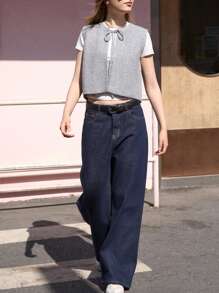 Jouncy Women Casual Solid Color Lace-Up Knitted Sweater Vest For Autumn/Winter - Grey - View 6