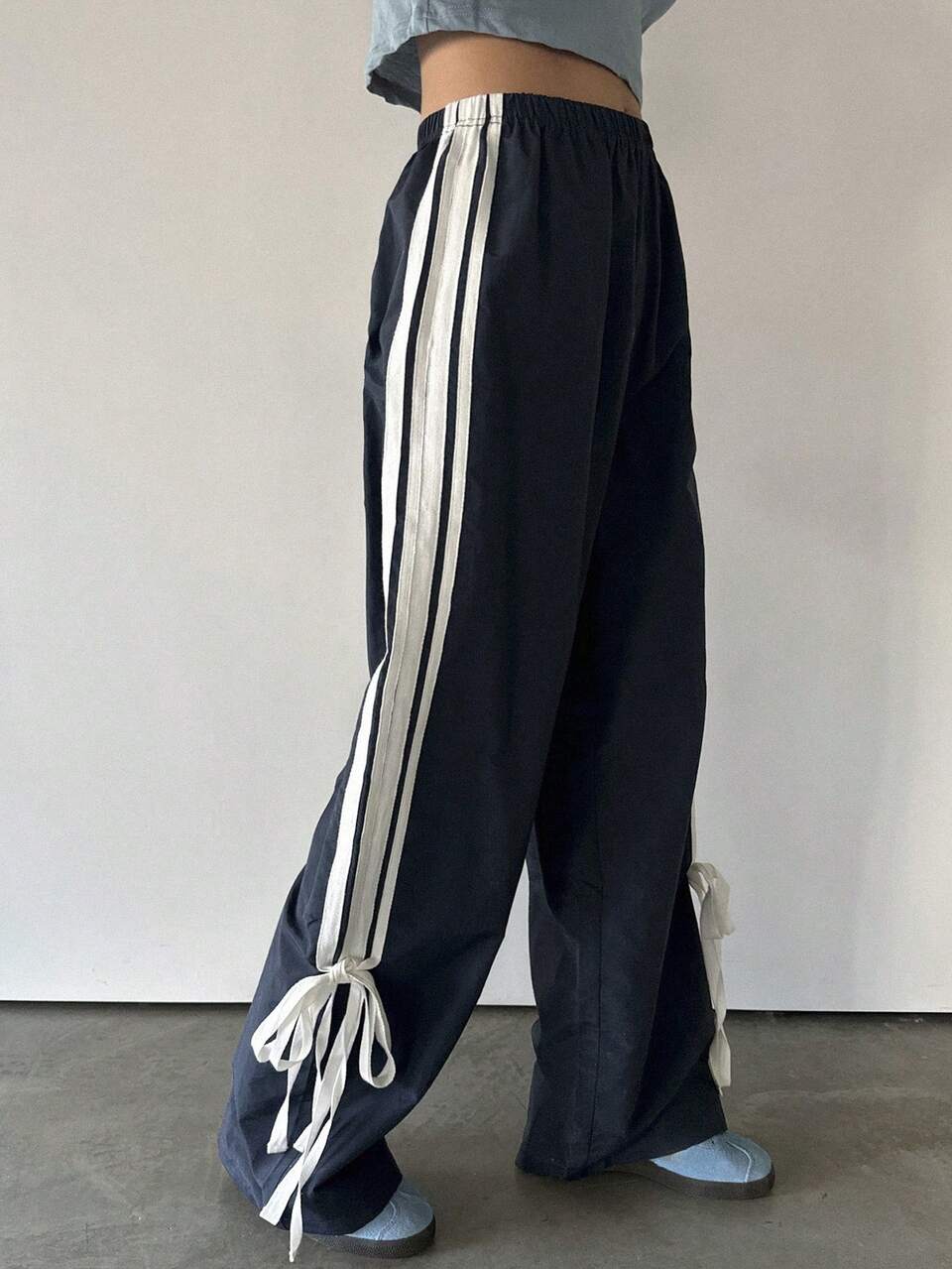 Women's Straight Leg Contrast Color Block Casual Pants